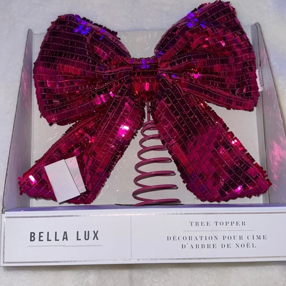 Bella Lux Bow Tree Topper PINK